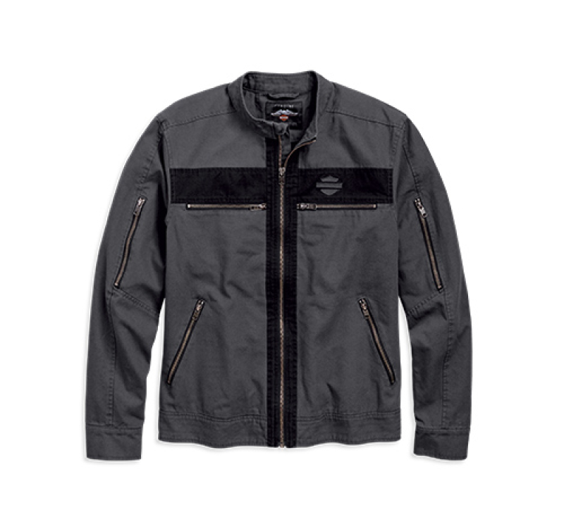 MIESTEN H-D TAKKI, EXPOSED ZIPPER CANVAS 97519-19VM