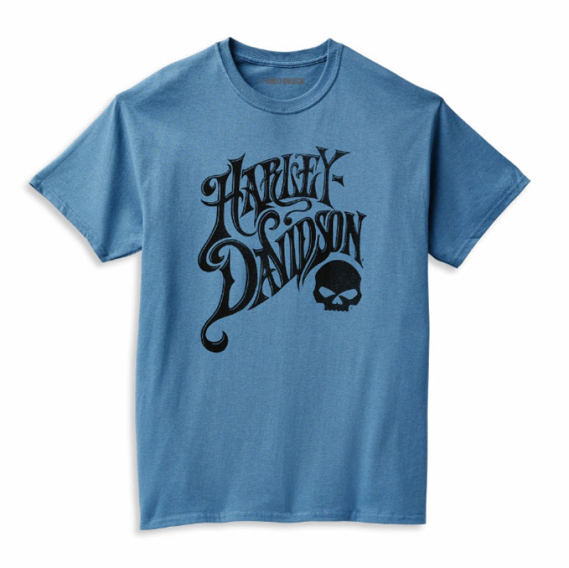 MIESTEN H-D T-PAITA SKULL, BLUE 96344-22VM