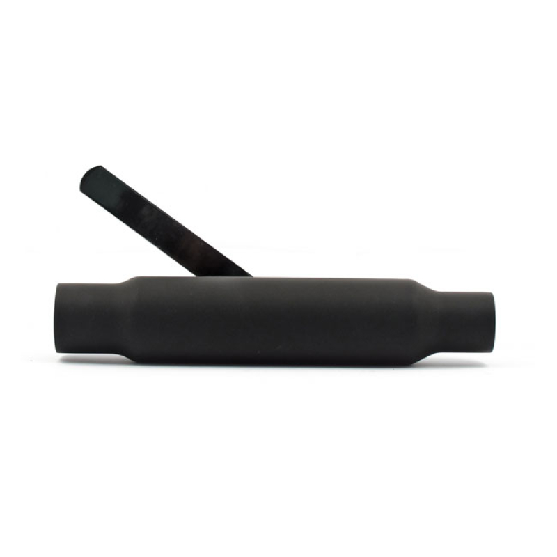 SHORTY STRAIGHT CUT UNIVERSAL MUFFLER 12&quot; LONG. BLACK UNIVERSAL MUFFLE 500694