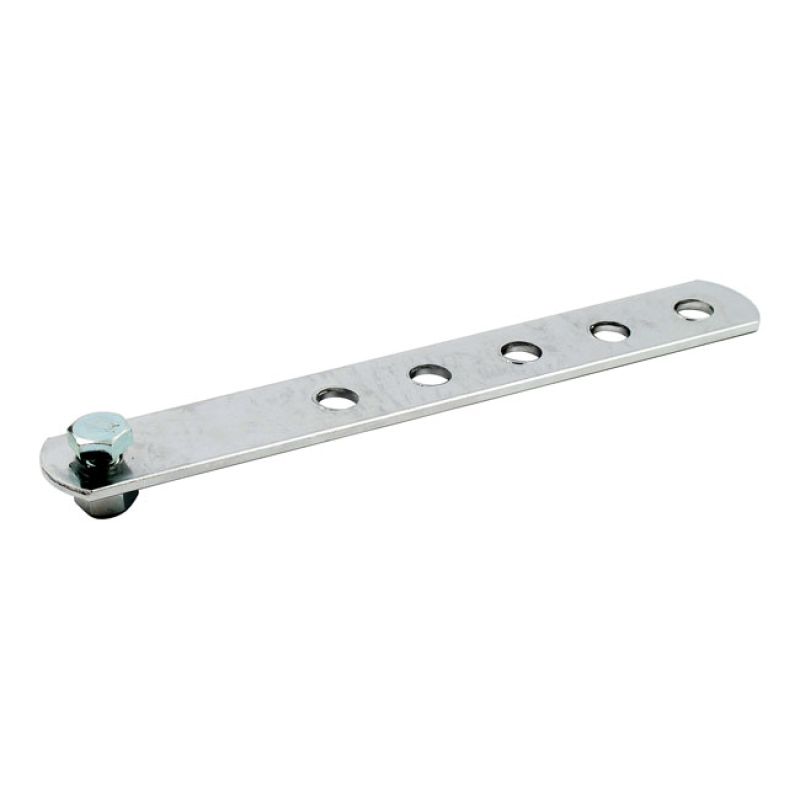 UNIVERSAL EXHAUST MOUNT BRACKET. 8&quot; LONG, 6 HOLES CHROMED STEEL. STRAI 500992
