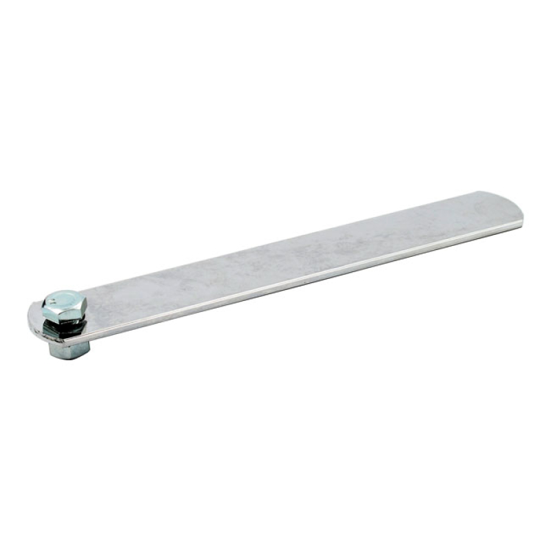 UNIVERSAL EXHAUST MOUNT BRACKET. 8&quot; LONG, 1 HOLE CHROMED STEEL. STRAIG 500993