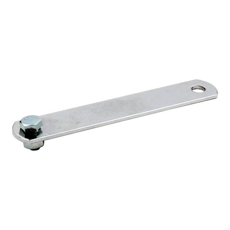 UNIVERSAL EXHAUST MOUNT BRACKET. 6&quot; LONG, 2 HOLES CHROMED STEEL. STRAI 500994