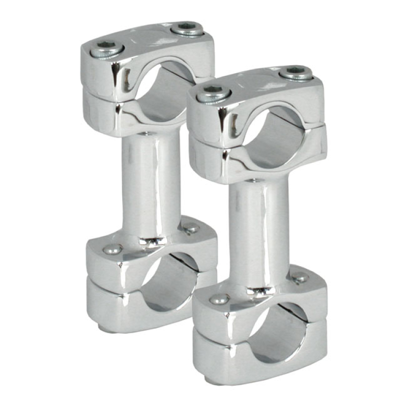 PAUGHCO, DOG BONE RISERS. STRAIGHT. 3&quot; RISE TRIPLE CHROME PLATED STEEL 502101