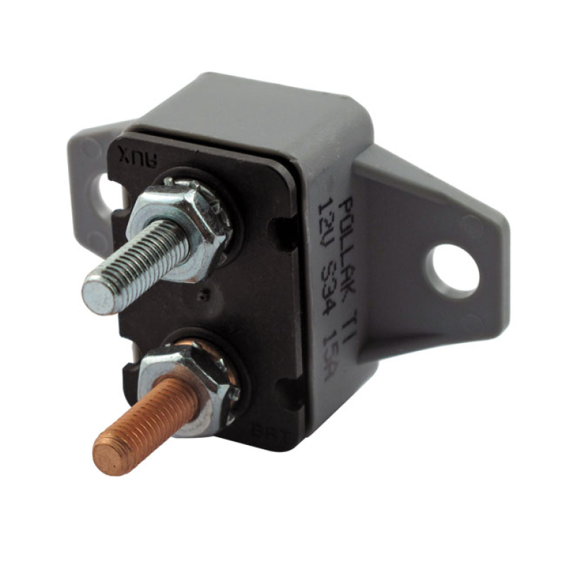 CIRCUIT BREAKER, AUTOMATIC. DUAL MOUNT, PLASTIC. 15A WITH DUAL MOUNT T 502507