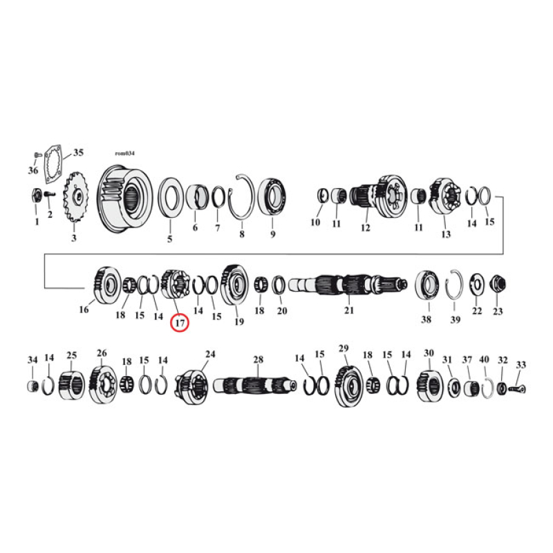 RATASSARJA 1-VAIHTEELLE. ANDREWS 2.61 CLOSE RATIO 1ST GEAR SET 503646