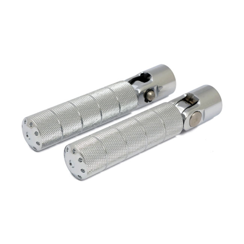 BOMBER, FOOT PEG SET. KNURLED. CHROME CHROME. ALUMINUM.  COMES COMPLET 505134