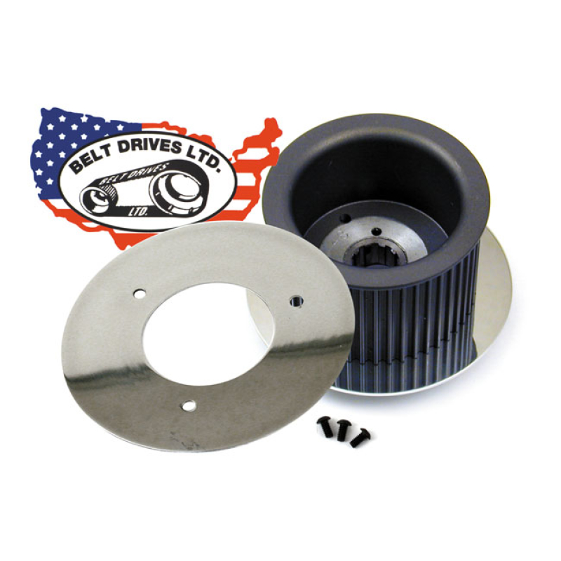 BDL, ALTERNATOR COVER PLATE. POLISHED POLISHED ALUMINUM. FITS BEHIND T 506853