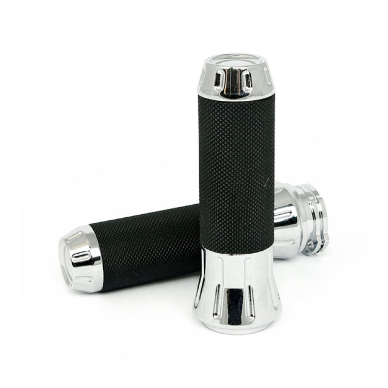 COBRA, BILLET ALUMINUM GRIPS. CHROME CHROME PLATED.  CNC MACHINED ALUM 509028