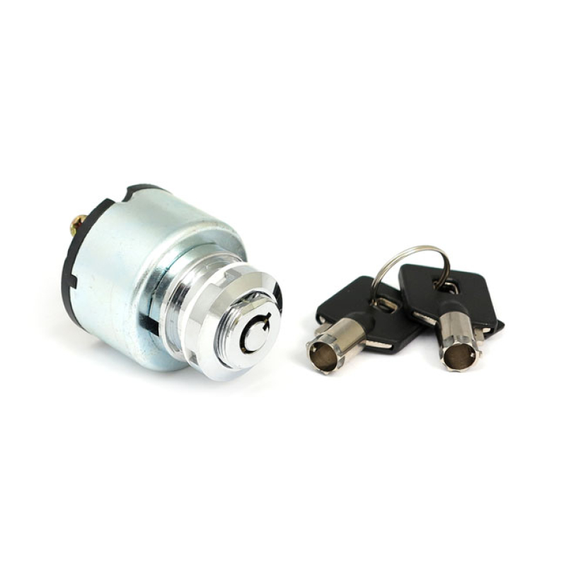 FX STYLE IGNITION SWITCH 'THICK', ROUND KEY. CHROME WITH 'ROUND' KEY. 509776