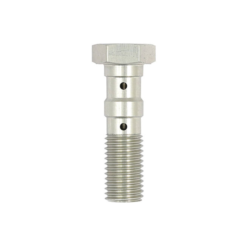 TRW DOUBLE BANJO BOLT SILVER ANODIZED M10X1.25 LENGTH 33MM BELOW HEADT 510489