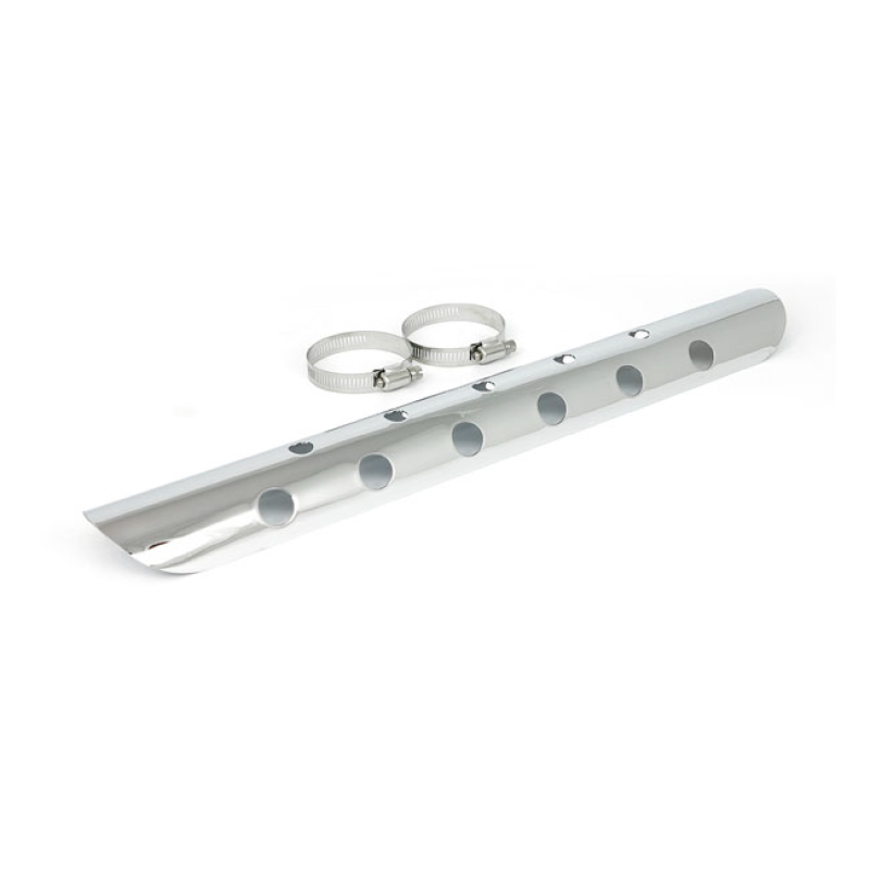 UNIVERSAL BULLET HOLE HEAT SHIELD 18&quot; LONG CHROME HEAT SHIELD, 18&quot; (45 510602