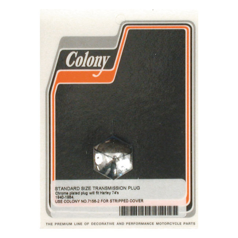 COLONY, TRANSMISSION FILL PLUG. DOMED HEX STYLE CHROME.  NO DIPSTICK. 512850