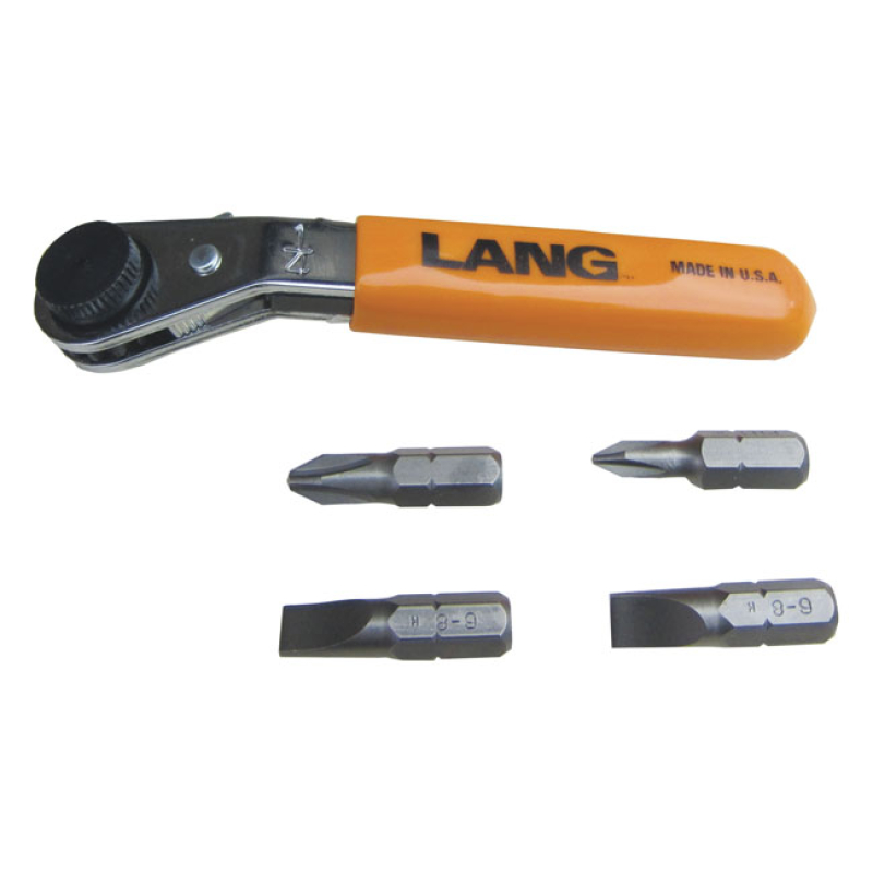 LANG TOOLS, MINI RATCHETING BIT WRENCH. REVERSE OFFSET 25Â° REVERSE-OF 514176