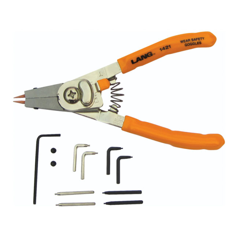 LANG TOOLS, ' QUICK SWITCH' #1421 SMALL RETAINING RING PLIER CONVERTS 514587