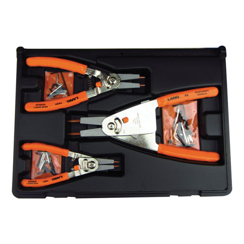 LANG TOOLS, 'QUICK SWITCH' RETAINING RING PLIERS. 3-PC SET CONVERTS BE 514591