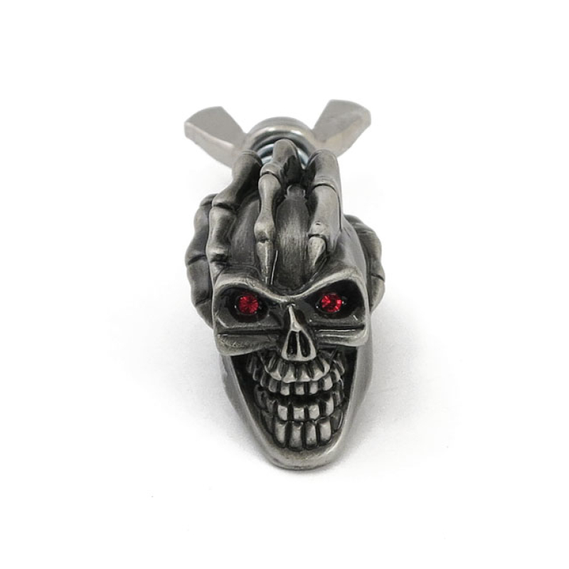 LICENSE PLATE MOUNT KIT LOKI SKULL. PEWTER PEWTER EMBLEMS, WITH WING N 515776