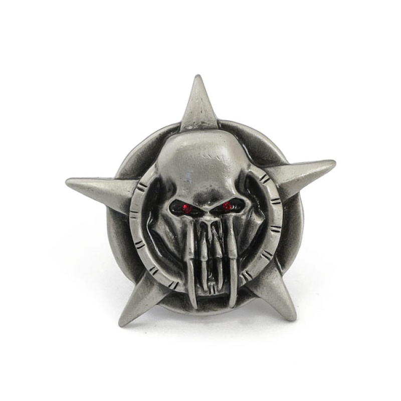 LICENSE PLATE MOUNT KIT BARBARIAN SKULL. PEWTER PEWTER EMBLEMS, WITH W 515777