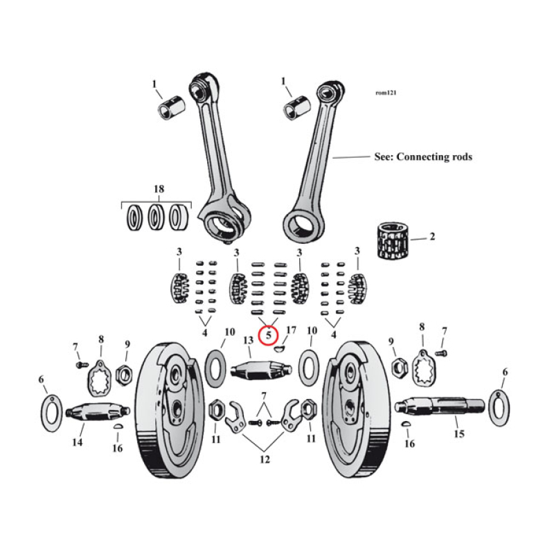 PINION SHAFT (RIGHT SIDE) & LONG CONROD ROLLERS, +.0010&quot; FOR REFERENCE 517455