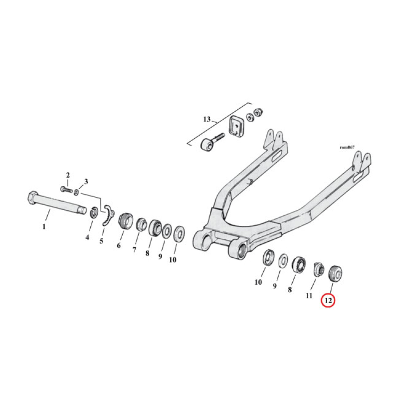 LOCK NUT, SWINGARM BEARING. LEFT 518119