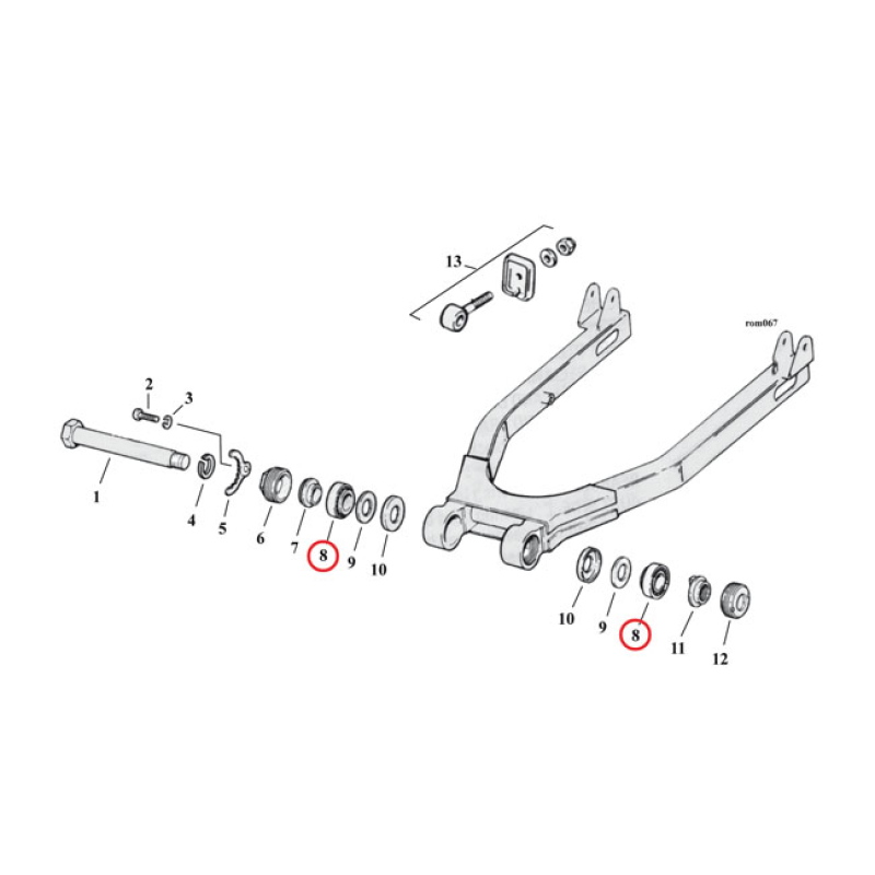 EASTERN BEARING, SWINGARM. LEFT & RIGHT 518120