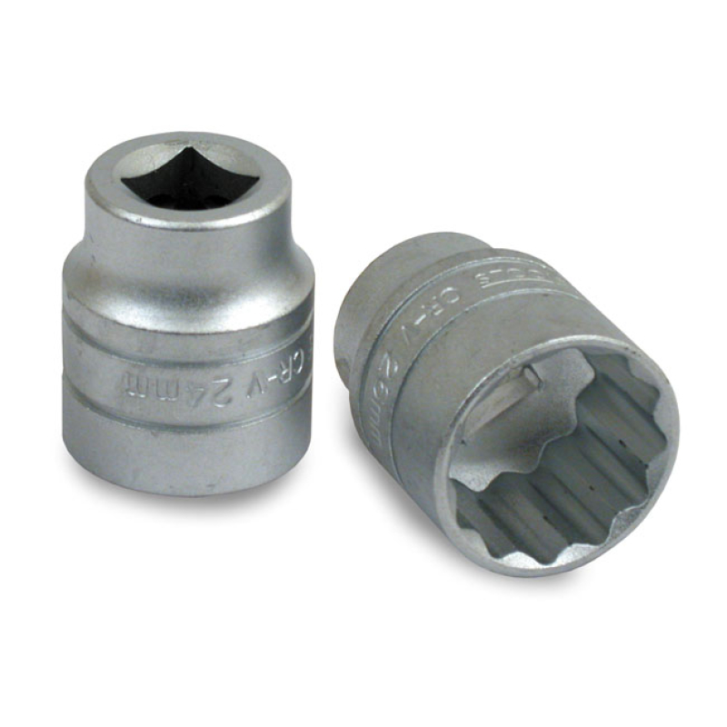 TENGTOOLS, SOCKET 24MM 12-POINT SOCKET WITH 1/2&quot; DRIVE. CHROME VANADIU 521062