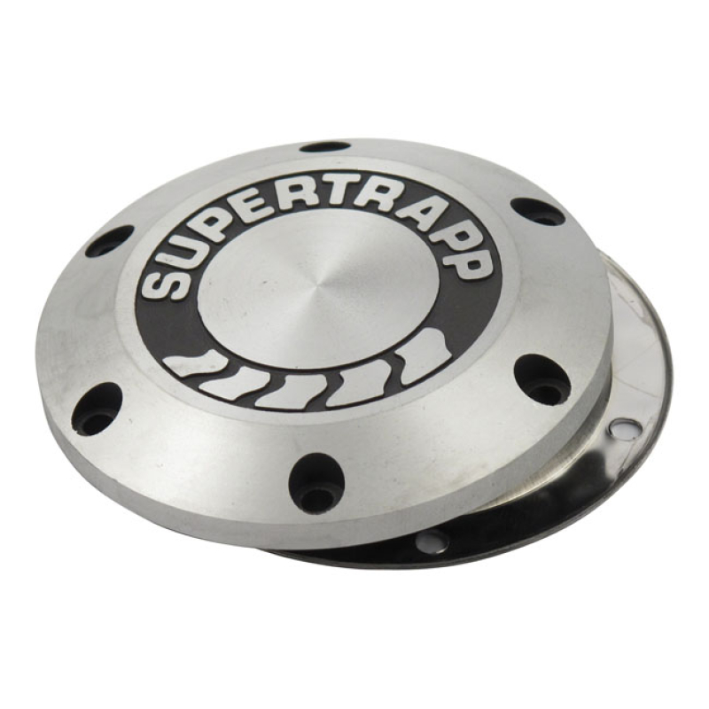 SUPERTRAPP, CLOSED 4&quot; END CAP. WITH SHIELD & LOGO 526826