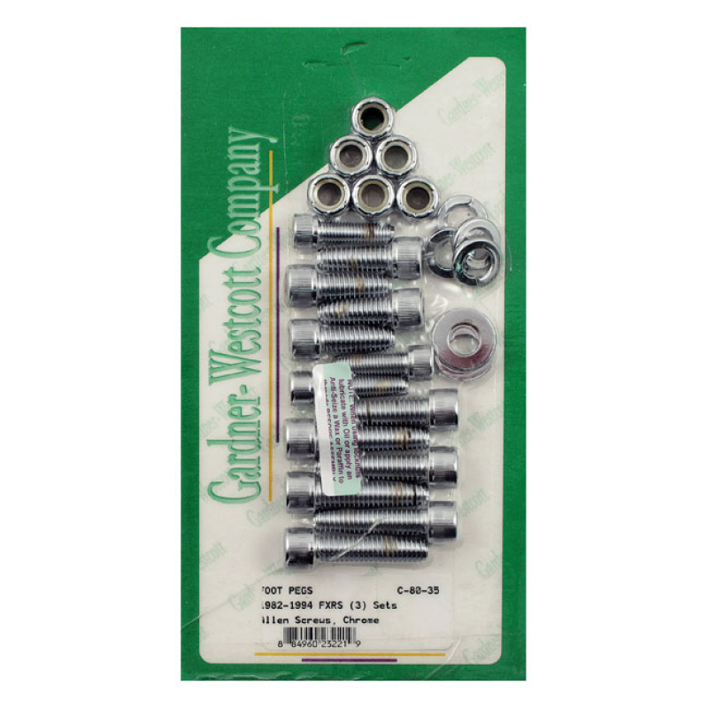 GARDNER-WESTCOTT, FOOT PEG MOUNT KIT. CHROME CHROME ALLEN HEAD (SOCKET 527201