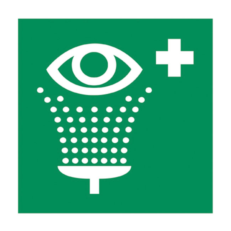 GM EYEWASH STICKER, GREEN CROSS 148X148MM. CLEAR SYMBOLIC GREEN CROSS 536504