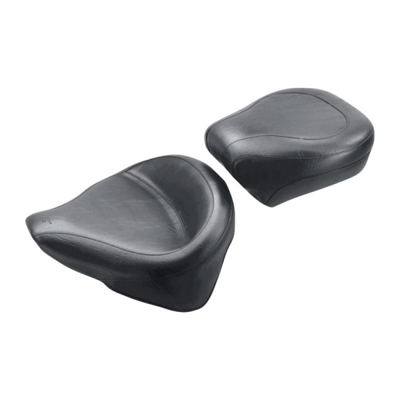 MUSTANG, WIDE TOURING PASSENGER SEAT. NO RECESS PLAIN BLACK. 14&quot; WIDE. 537162