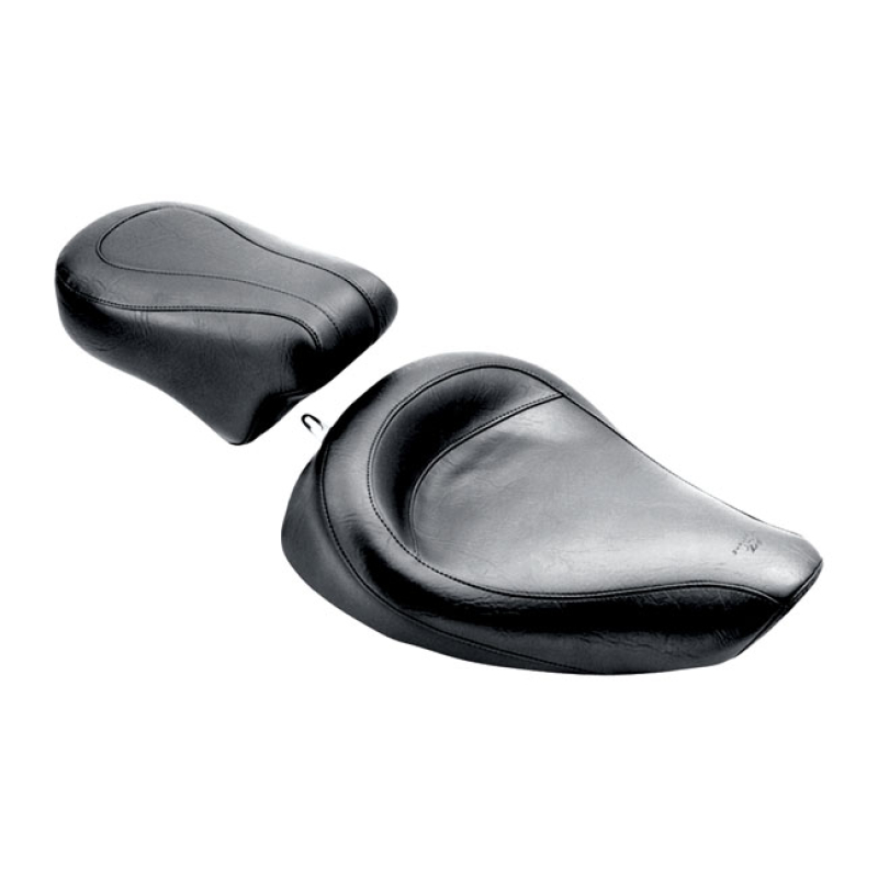 MUSTANG, STANDARD TOURING SOLO SEAT PLAIN BLACK. 13.5&quot; WIDE.   NOTE 1: 537202