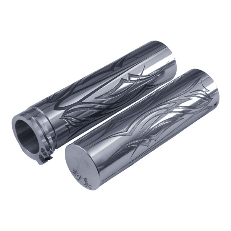 WEALL, ALUMINUM ENGRAVED GRIP SET. HIRO POLISHED ALUMINUM. MACHINED HA 551031