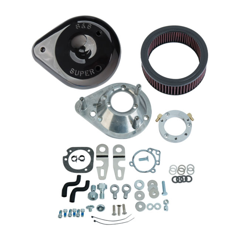 S&S, TEARDROP AIR CLEANER ASSEMBLY BLACK. CLASSIC S&S TEARDROP DESIGN. 558684