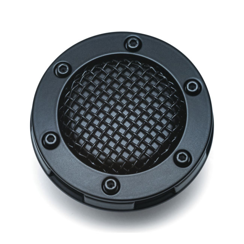 KURYAKYN, MESH GAS CAP SATIN BLACK. VENTED. RIGHT SIDE. RIGHT HAND THR 558897