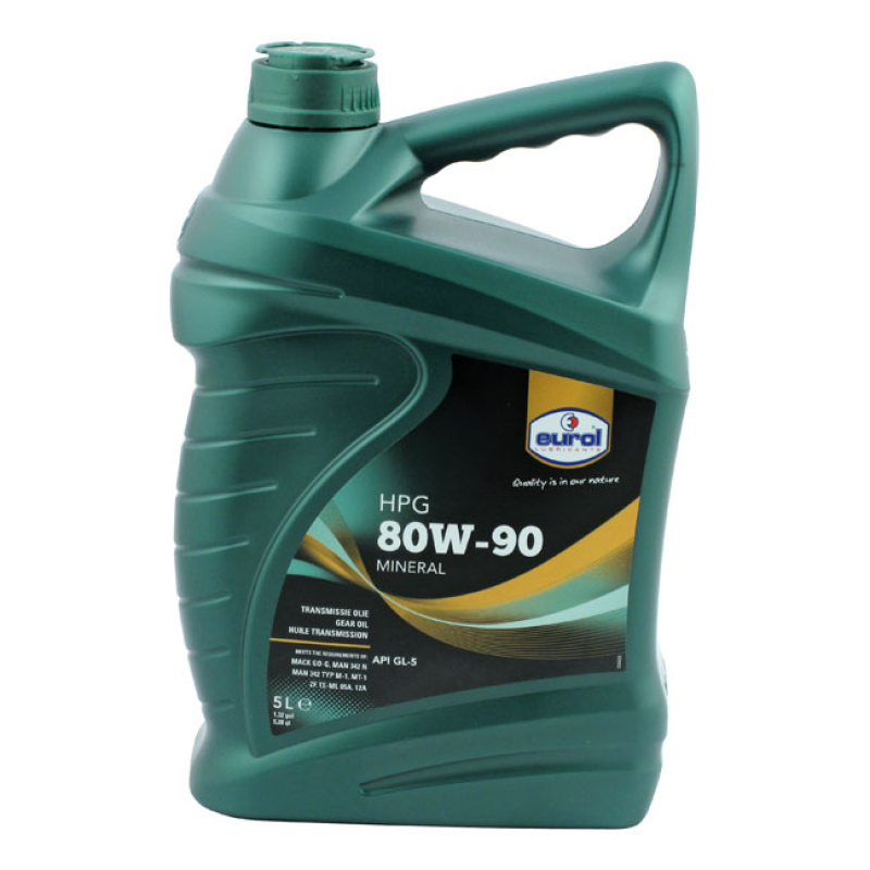 EUROL, 80W90 GL5 TRANSMISSION OIL. 5 LITER 5 LITER CAN. TRANSMISSION L 559438