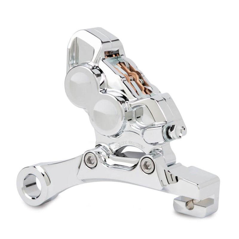 ARLEN NESS, 4 PISTON CALIPER & BRACKET KIT REAR CHROME.  CNC BILLET AL 572917