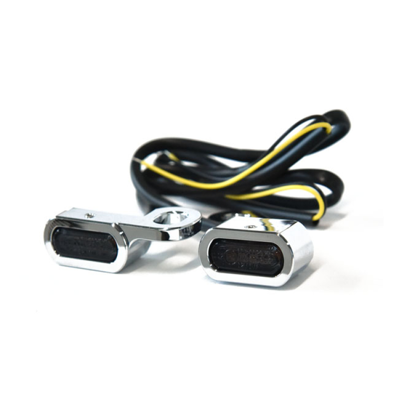 FASTLINE, BELOW BAR LED TURN SIGNAL SET. CHROME CHROME. SMOKE LENS. SI 577092