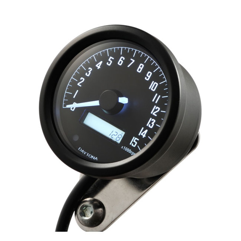 DAYTONA, VELONA 60MM TACHOMETER BLACK 15000 RPM BLACK FACE PLATE; BLAC 577199
