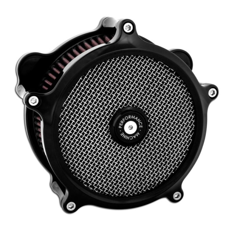 PM, 'SUPER GAS INTERCHANGE' AIR CLEANER KIT. BLACK GLOSS BLACK ANODIZE 577430