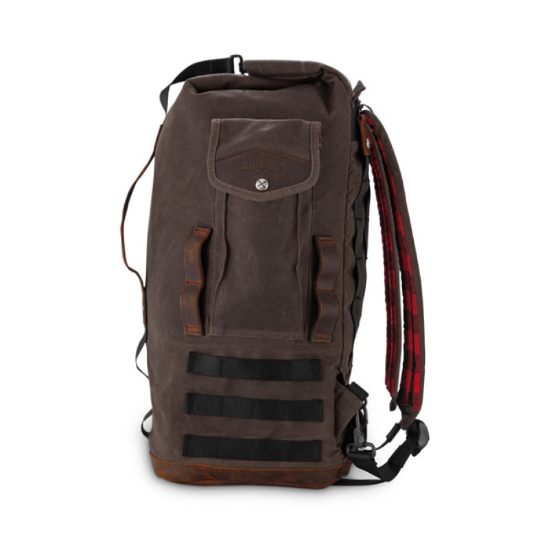 BURLY VOYAGER SISSY BAR BACKPACK DARK OAK THREE CLEVER CARRY OPTIONS W 577972