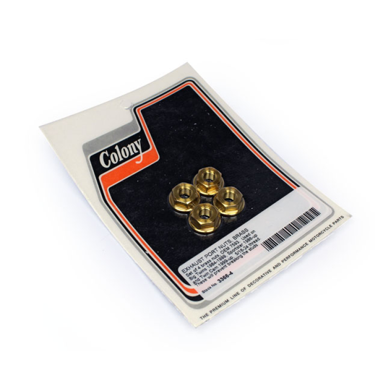 COLONY, EXHAUST PORT NUT SET. BRASS FULL BRASS. MOUNTS EXHAUST HEADERS 590093