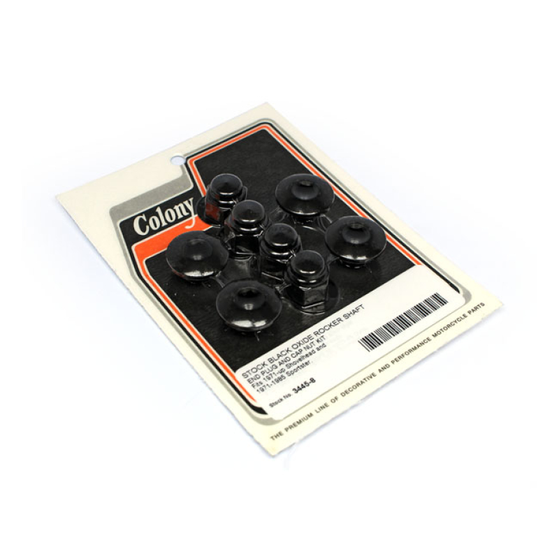 COLONY, ROCKER SHAFT PLUG & NUT KIT. BUTTONHEAD. BLACK BLACK OXIDE FIN 590323