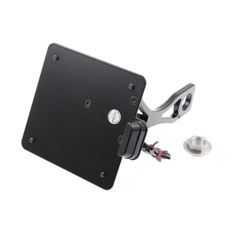 CULT-WERK, SIDE MOUNT LICENSE PLATE BRACKET, BLACK. ITALY GLOSS BLACK 599113