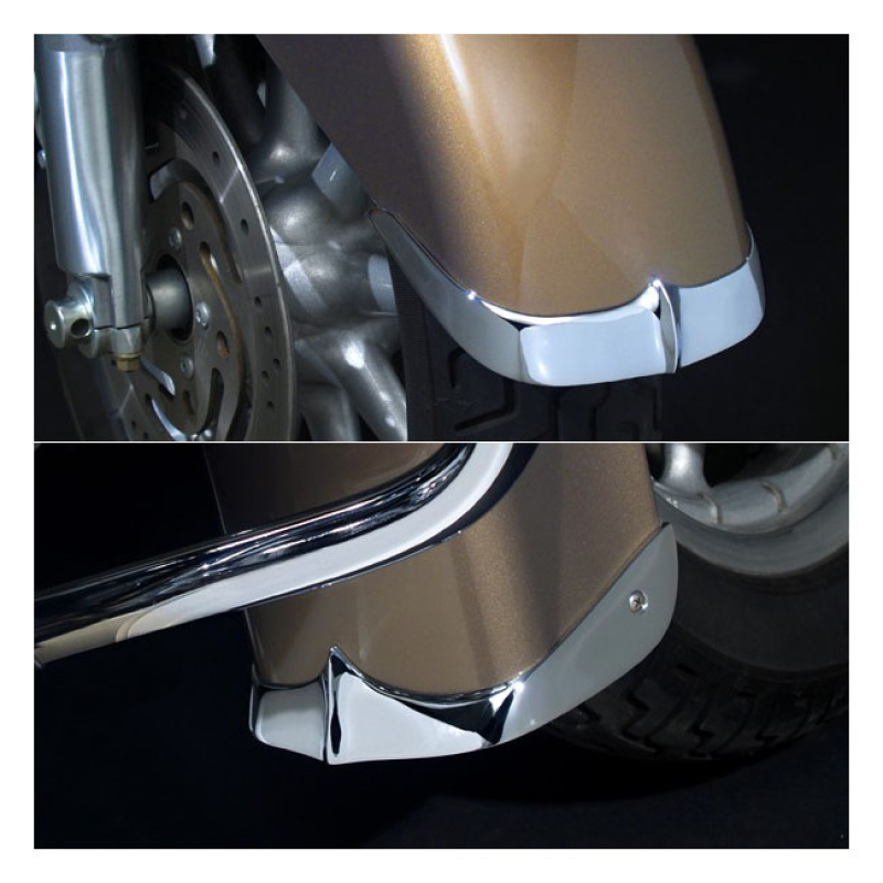 NATIONAL CYCLE, CAST FRONT FENDER TIP SET. CHROME INSTALLS TO THE FRON 599181