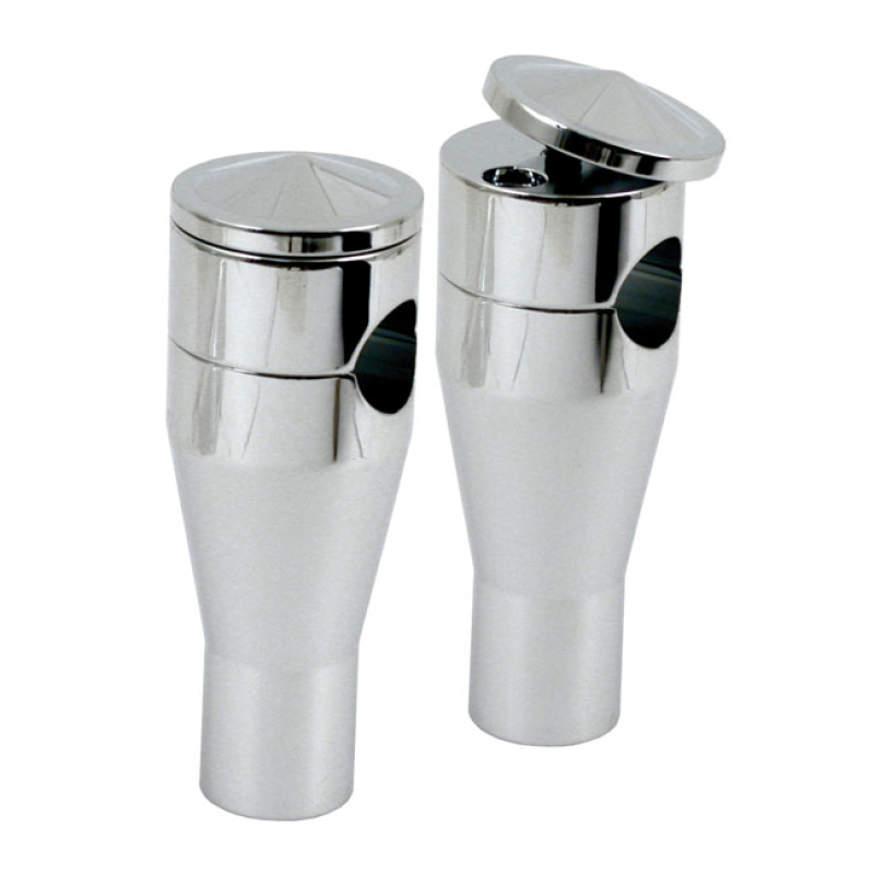 TWIST-TOP PANHEAD STYLE RISERS. CHROME, 4&quot; RISE CHROMED ALUMINUM LIGHT 900346