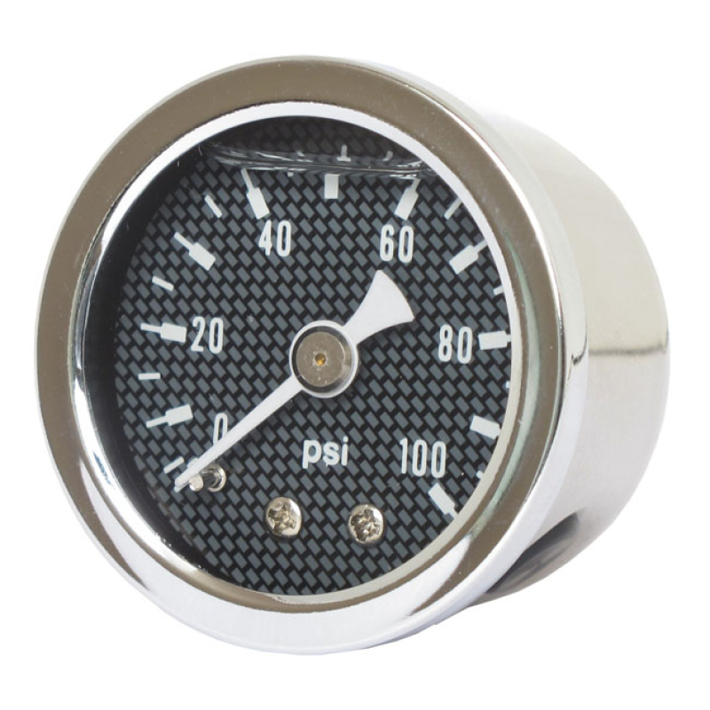 MARSHALL OIL PRESSURE GAUGE, 0-100 PSI. STAINLESS HOUSING CARBON FIBER 900829