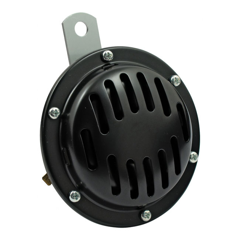 CUSTOM DISC HORN. 101MM. LOW TONE. BLACK - 12-VOLT  - 101MM DIAMETER 900996