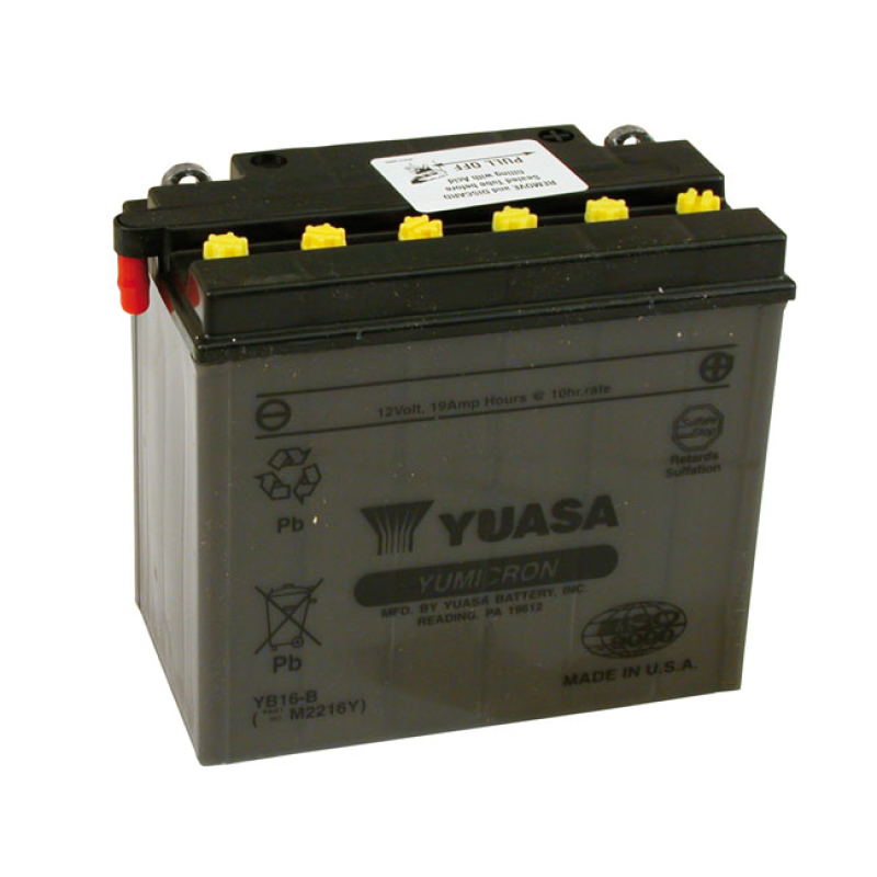 YUASA, YUMICRON 12V LEAD-ACID BATTERY YB16-B. 19AH  215CCA (COLD CRANK 901057