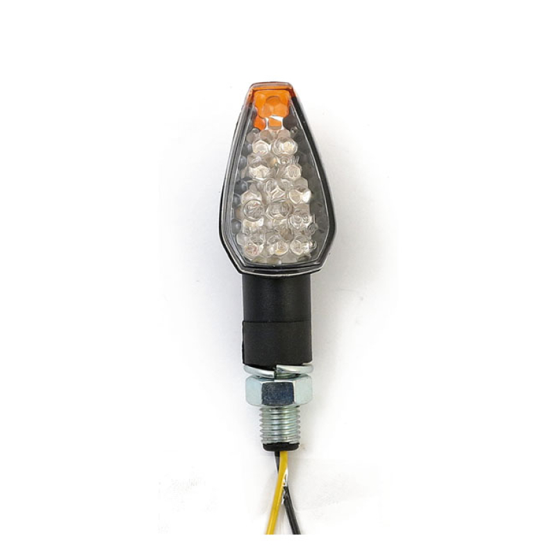 PEAK, MINI LED TURN SIGNALS. 20MM STEM. CLEAR LENS BLACK HOUSING. 12 902041