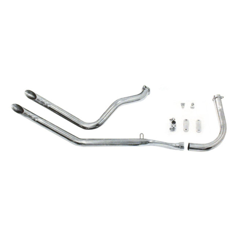 PAUGHCO, UPSWEPT HEAD PIPES - GOOSENECK. OVER TRANSMISSION CHROME. S-P 902233