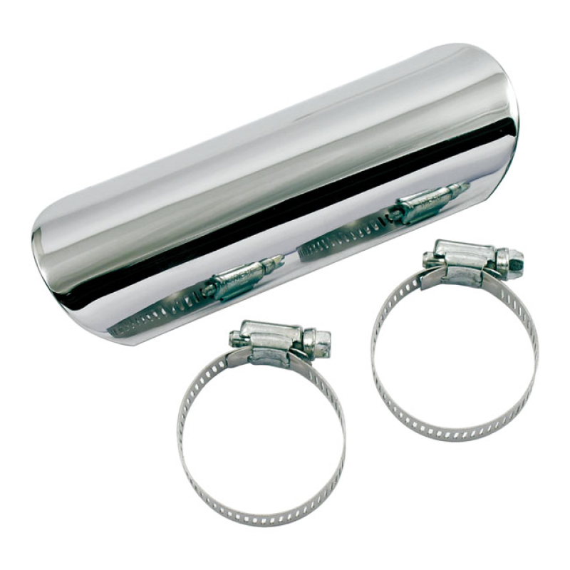 PAUGHCO, STRAIGHT HEATSHIELD / BOOT GUARD. 6&quot;. CHROME CUSTOM SMOOTH ST 902649